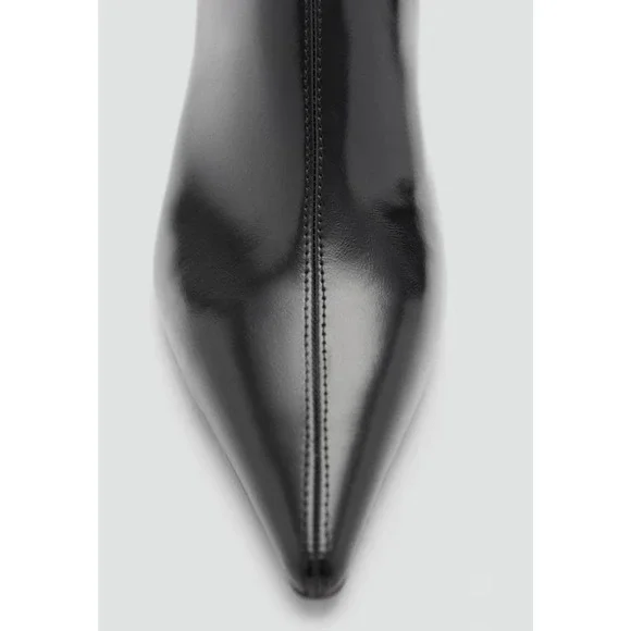 NEW MANGO MNG BLACK TOBI FAUX LEATHER KITTEN HEEL ANKLE BOOTS BOOTIE 36 US 6 - Picture 4 of 8